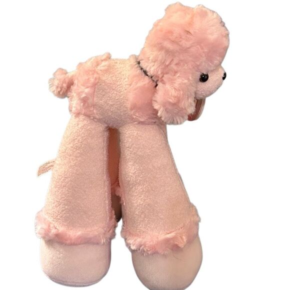 Bestever Funny Feet Pink Poodle Dog Stuffed Animal Plush Toy 11” Black Bow w Tag - Picture 3 of 11